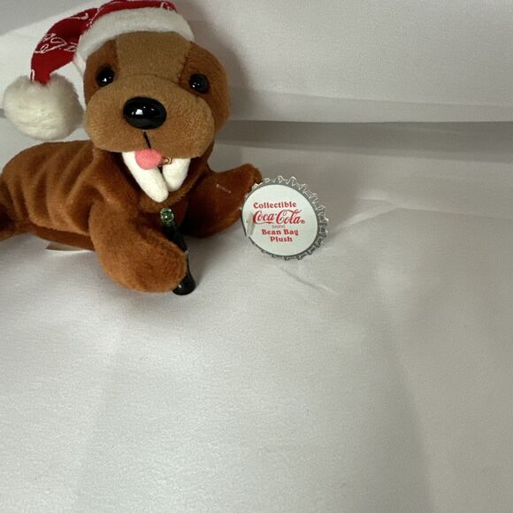 Coca Cola 1998 Walrus Beanie Babie with Soda In Hand Vintage Christmas With Tags - Picture 2 of 8